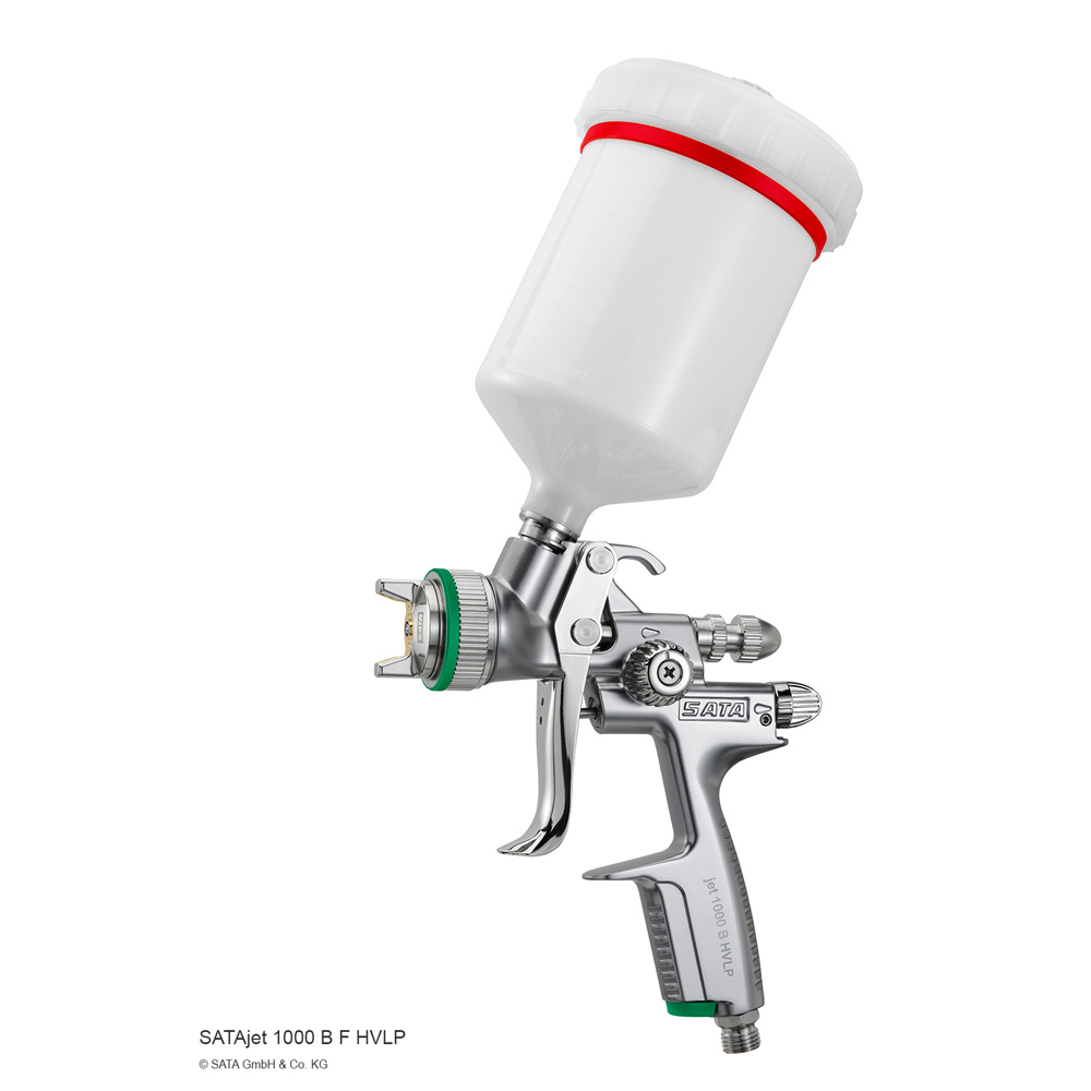 SATAjet 1000 B HVLP mit 0,6l QCC Kunststoff-Mehrwegbecher mit Drehgelenk